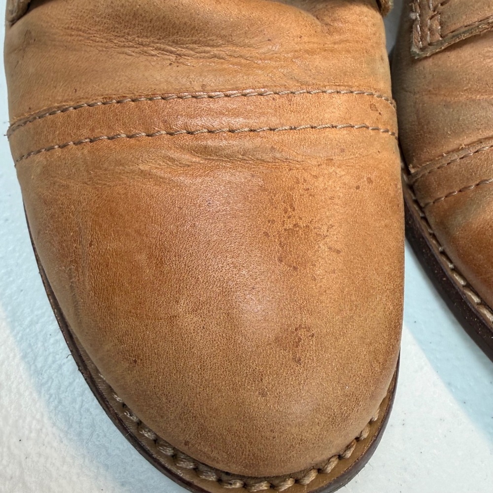 Vince Camuto Vestas Tan Leather Red Lace Up Ankle Boots 9B - Picture 3 of 16